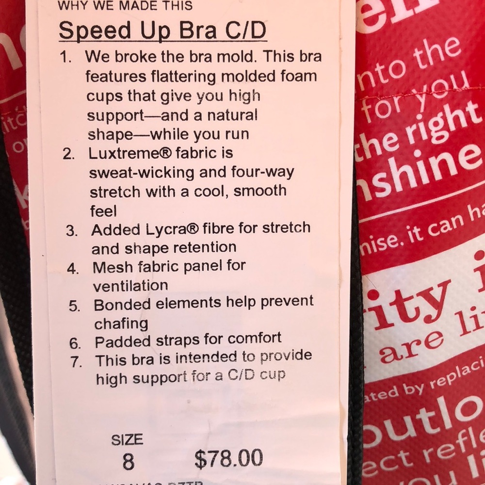 Lululemon Speed Up Bra Size 8 C/D - image 3